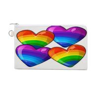 AQRJLPM Portafoglio in tela con cuori colorati arcobaleno Gay Pride sottile e leggero, resistente con cerniera, per uomini e donne