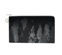 AQRJLPM Portafoglio in tela con mappa del mondo, sottile, leggero, resistente, con cerniera, per uomini e donne, colore nero