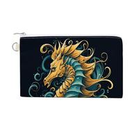 AQRJLPM Portafoglio in tela con motivo cavalluccio marino blu sottile e leggero, durevole con cerniera, porta carte per uomini e donne