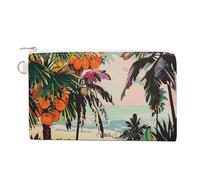 AQRJLPM Portafoglio in tela con motivo floreale tropicale, sottile, leggero, resistente, con cerniera, per uomini e donne