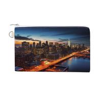 AQRJLPM Portafoglio in tela con paesaggio di New York City, sottile, leggero, resistente, con cerniera, porta carte per uomini e donne