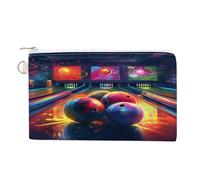 AQRJLPM Portafoglio in tela con palline da bowling, sottile, leggero, resistente, con cerniera, per uomini e donne