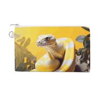 AQRJLPM Portafoglio in tela di pitone giallo e bianco, sottile, leggero, resistente, con cerniera, per uomini e donne