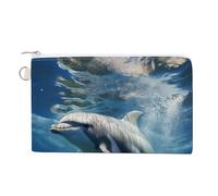 AQRJLPM Portafoglio in tela sottile e leggero con delfini, con porta carte di credito, per uomini e donne