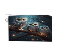 AQRJLPM Portafoglio in tela sottile e leggero, con gufo sull'albero, con cerniera, per uomini e donne