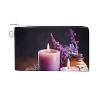 AQRJLPM Portafoglio in tela sottile e leggero, con porta carte di credito, con cerniera, per uomini e donne, viola lavanda con candele