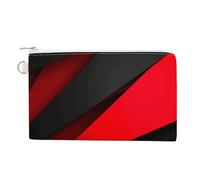 AQRJLPM Portafoglio in tela sottile e leggero, resistente, con cerniera, per uomini e donne, colore: rosso e nero