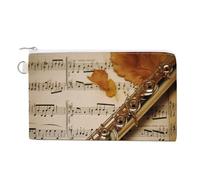 AQRJLPM Portafoglio musicale flauto in tela sottile leggero portafogli durevole con cerniera porta carte per uomo donna
