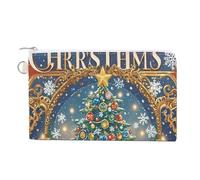 AQRJLPM Portafoglio natalizio in tela sottile e leggero, resistente, con cerniera, per uomini e donne