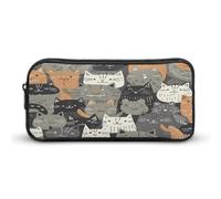 AQRJLPM Portamatite a forma di gatto disegnato a mano, grande capacità, semplice astuccio portatile con cerniera estetica portatile