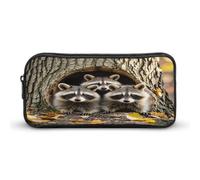 AQRJLPM Raccoons in The Fall Tree Hole Pencil Pouch Grande Capacità Semplice Marker Pouch Portatile Estetica Cerniera Astuccio
