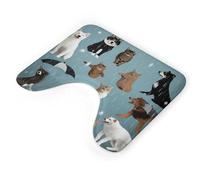 AQRJLPM Raining Cats & Dogs - Tappeto da bagno a forma di U, antiscivolo, ad asciugatura rapida, super assorbente, piccolo, morbido, per vasca da bagno e pavimento doccia