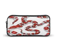 AQRJLPM Rosso E Bianco Serpente Matita Pouch Grande Capacità Semplice Marcatore Sacchetto Estetico Portatile Della Chiusura Lampo Astuccio