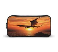 AQRJLPM Sea Sunset Flying Dragon Pencil Pouch Grande Capacità Semplice Marker Pouch Portatile Estetica Cerniera Astuccio