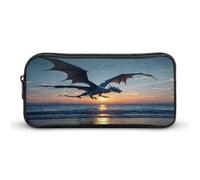 AQRJLPM Sea Sunset Flying Dragon Pencil Pouch Grande Capacità Semplice Marker Pouch Portatile Estetica Cerniera Astuccio