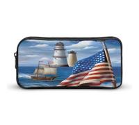 AQRJLPM Sea to Shining Sea Patriotic Pencil Pouch Grande Capacità Semplice Marcatore Sacchetto Portatile Estetica Cerniera Astuccio