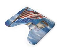 AQRJLPM Sea to Shining Sea - Tappeto patriottico a forma di U, antiscivolo, ad asciugatura rapida, super assorbente, piccolo, morbido, per vasca da bagno e pavimento doccia