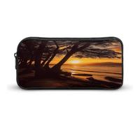 AQRJLPM Seashore Trees Sunset Pencil Pouch Grande Capacità Semplice Marker Pouch Portatile Estetica Cerniera Astuccio