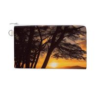 AQRJLPM Seashore Trees Sunset portafoglio in tela sottile leggero portafogli durevole con cerniera porta carte per uomini donne