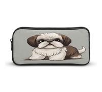 AQRJLPM Shih Tzu - Astuccio per matite con cane di grande capacità, semplice astuccio portatile estetico con cerniera
