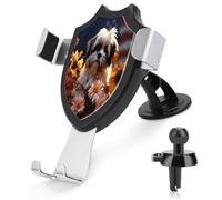 AQRJLPM Shih Tzu, supporto per telefono cellulare con cane e fiori, supporto per auto, per cruscotto, parabrezza, ventilazione, gancio in metallo, supporto per telefono cellulare per tutti gli
