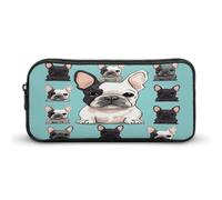 AQRJLPM Simpatico astuccio per matite con bulldog francese, grande capacità, semplice astuccio portatile estetico con cerniera