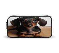 AQRJLPM Simpatico astuccio per matite con cane salsiccia Wiener di grande capacità, semplice astuccio portatile estetico con cerniera