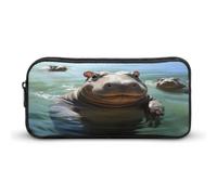 AQRJLPM Simpatico ippopotamo astuccio per matite grande capacità semplice astuccio portatile estetico con cerniera