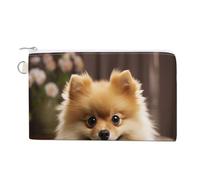 AQRJLPM Simpatico portafoglio in tela con cane Pomerania, sottile, leggero, resistente, con cerniera, porta carte per uomini e donne