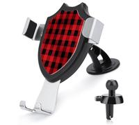 AQRJLPM Supporto per telefono a mani libere per cruscotto e parabrezza, con gancio in metallo per tutti gli smartphone e i modelli di auto, colore: rosso e nero