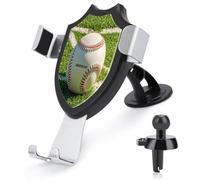 AQRJLPM Supporto per telefono con supporto per cellulare verde da campo da baseball per auto, per cruscotto, parabrezza, ventosa, gancio in metallo, supporto per telefono cellulare per tutti gli
