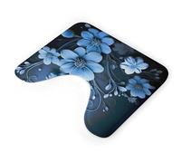 AQRJLPM Tappeti da bagno a forma di U con fiori blu, antiscivolo, ad asciugatura rapida, super assorbenti, piccoli tappeti da bagno morbidi per vasca da bagno e pavimento doccia
