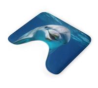 AQRJLPM Tappeto da bagno a forma di U con delfino con sorriso, antiscivolo, ad asciugatura rapida, super assorbente, piccolo, morbido, per vasca da bagno e pavimento doccia
