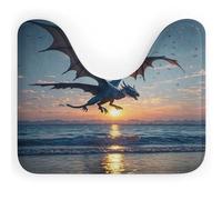 AQRJLPM Tappeto da bagno a forma di U con drago volante e tramonto sul mare, antiscivolo, ad asciugatura rapida, super assorbente, piccolo e morbido, per vasca da bagno e pavimento doccia