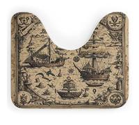 AQRJLPM Tappeto da bagno a forma di U con mappa del tesoro, motivo pirata marittimo, antiscivolo, ad asciugatura rapida, super assorbente, piccolo e morbido, per vasca da bagno e pavimento doccia