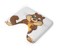 AQRJLPM Tappeto da bagno a forma di U con motivo animato a forma di castoro, antiscivolo, ad asciugatura rapida, super assorbente, piccolo e morbido, per vasca da bagno e pavimento doccia