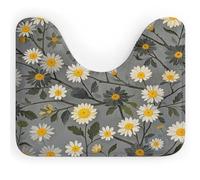AQRJLPM Tappeto da bagno a forma di U con motivo floreale giallo e bianco, antiscivolo, ad asciugatura rapida, super assorbente, piccolo, morbido, per vasca da bagno e pavimento doccia