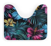 AQRJLPM Tappeto da bagno a forma di U con motivo floreale tropicale, antiscivolo, ad asciugatura rapida, super assorbente, piccolo e morbido, per vasca da bagno e pavimento doccia