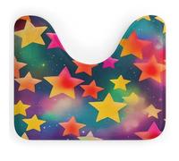 AQRJLPM Tappeto da bagno colorato con stelle arcobaleno a forma di U, antiscivolo, ad asciugatura rapida, super assorbente, piccolo tappeto da bagno morbido per vasca da bagno e pavimento doccia