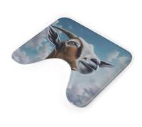 AQRJLPM Tappeto da bagno con stampa di capra blu, contorno a forma di U, antiscivolo, ad asciugatura rapida, super assorbente, piccolo e morbido, per vasca da bagno e pavimento doccia