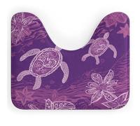 AQRJLPM Tappeto da bagno Hawaii con tartaruga marina viola, contorno a forma di U, antiscivolo, ad asciugatura rapida, super assorbente, piccolo, morbido, per vasca da bagno e pavimento doccia