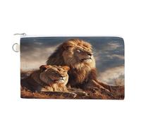 AQRJLPM Two Lions Portafoglio in tela sottile e leggero portafogli durevole con cerniera porta carte per uomo donna