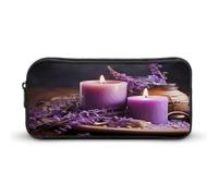 AQRJLPM Viola Lavanda con Candele Astuccio Grande Capacità Semplice Pennarello Astuccio Estetico Portatile Cerniera Astuccio