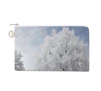 AQRJLPM White Snow Tree Portafoglio in tela sottile leggero portafogli durevole con cerniera porta carte per uomo donna