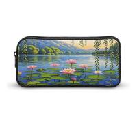 AQRJLPM Willow Willow Lotus, astuccio per matite di grande capacità, semplice astuccio portatile estetico con cerniera