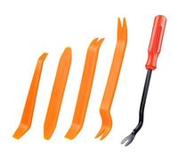 AQSQWQ 5 PCS Leve plastica smontaggio Kit, Strumento di Rimozione in Plastica, Dispositivo di Rimozione del Cruscotto Audio Video del Veicolo, Arancione