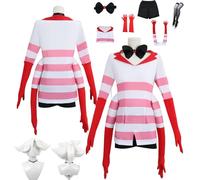 AQTYUPK Anime Hazbin Hotel Angel Dust Cosplay Costume Uniforme Vestito Completo Giacca Magliette Eleganti Natale Halloween Carnevale Vestito Vestiti per Donne Ragazze