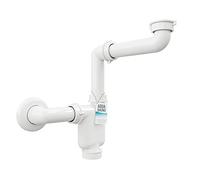 Aqua Bagno Sifone salva-spazio per lavabo - Sifone per mobili da bagno - Sifone salva-spazio - Sifone piatto - Bagno - Regolabile in modo flessibile - G 1 1/4 pollici - DN32