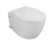 Aqua Bagno - WC Taharet, incluso sedile per WC da doccia, meccanismo Soft Close, WC sospeso con funzione bidet e sciacquone profondo, in ceramica