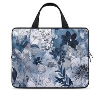 Aqua Blu Motivo Floreale Del Computer Portatile Ultrasottile, Impermeabile 13 Pollici Borse per Computer Portatile, Borsa Protettiva Portatile del Computer con Cinghia A Mano